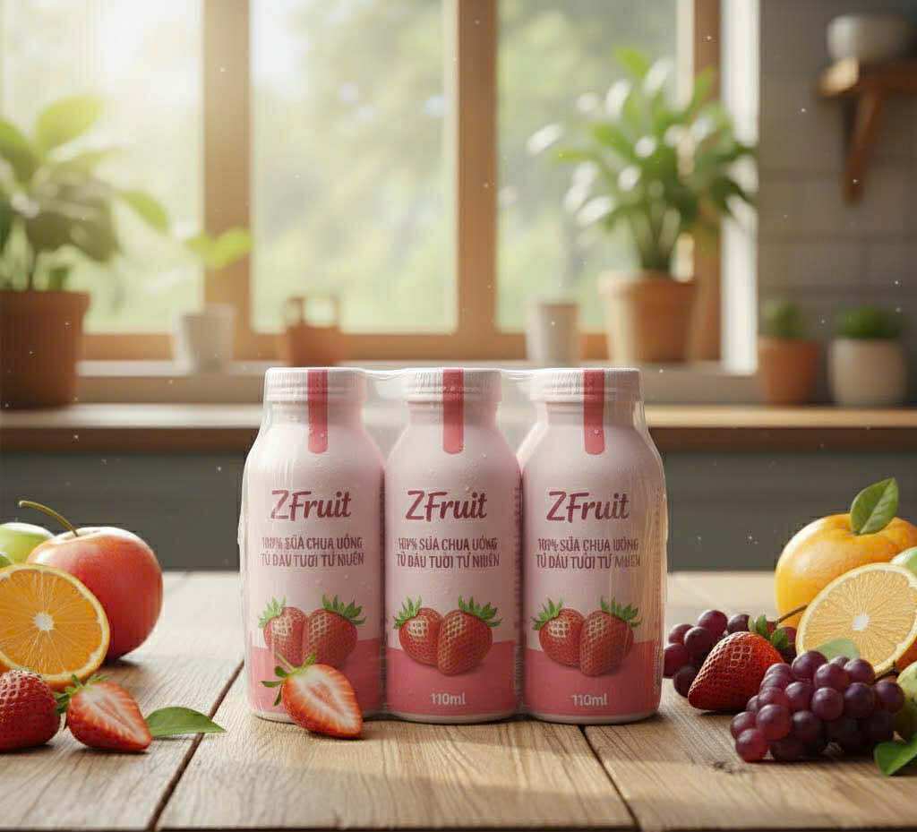 Home lỐc sỮa chua uỐng trÁi cÂy lÊn men vỊ dÂu